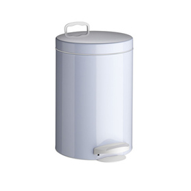 Урна с педалью 5л, металл белый